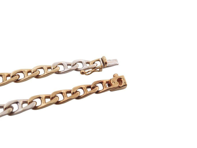 Collier chaine maille gourmette t 90 cm or jaune & or blanc 18k 69.3 gr en 58 Facettes 268458