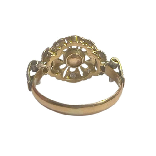 Bague BAGUE ART DÉCO DES ANNÉES 1930 EN OR 18 KT ET PLATINE AVEC DIAMANTS ET UN RUBIS CABULLON 58 Facettes Q197B