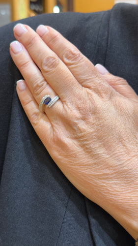 Bague 53 Bague saphir et diamants or blanc 18 carats 58 Facettes