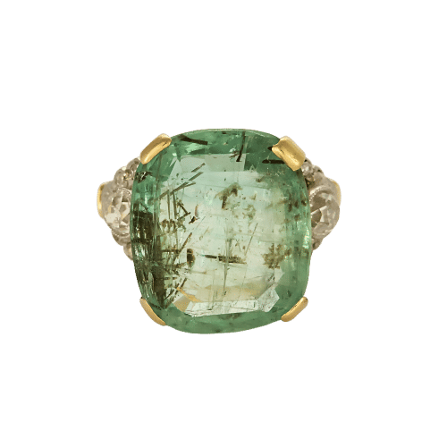 Anel Le Jardin dois ouros, esmeralda e diamantes 