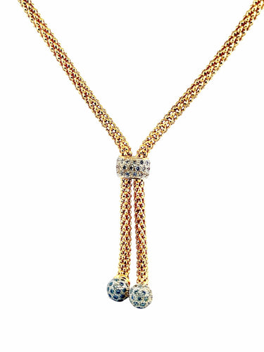 Collier Collier maille popocorn à pompom en or 18 carats 58 Facettes