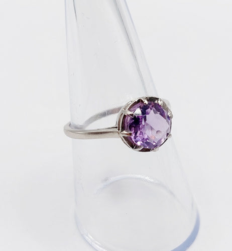Bague solitaire Art Déco platine et améthyste 58 Facettes A05353