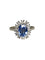 Bague 58.5 Bague pompadour en or blanc 18k, platine, saphir de Ceylan et diamants 58 Facettes