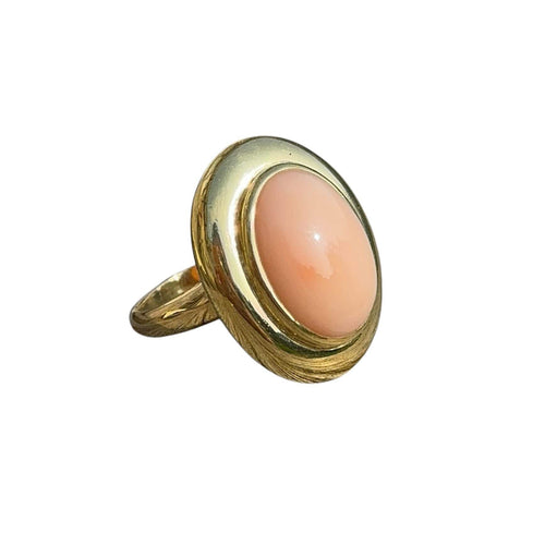 Bague 53 Bague Corail peau d'ange en or jaune 18 carats 58 Facettes 353