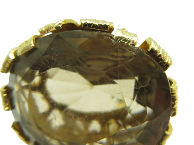 Bague 52 bague cocktail sertie pierre quartz fume t52 en or jaune 14k 31.7gr 58 Facettes 270125