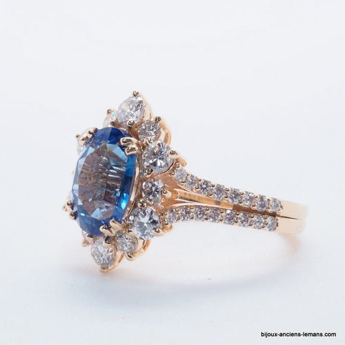 Bague 54 Bague or jaune saphir diamants 58 Facettes 4803