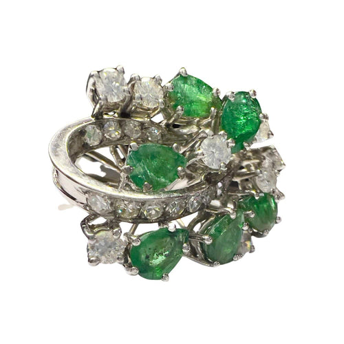 Bague 62 Bague contemporaine avec diamants et émeraudes en chute de 1,80 ct 58 Facettes Q327B