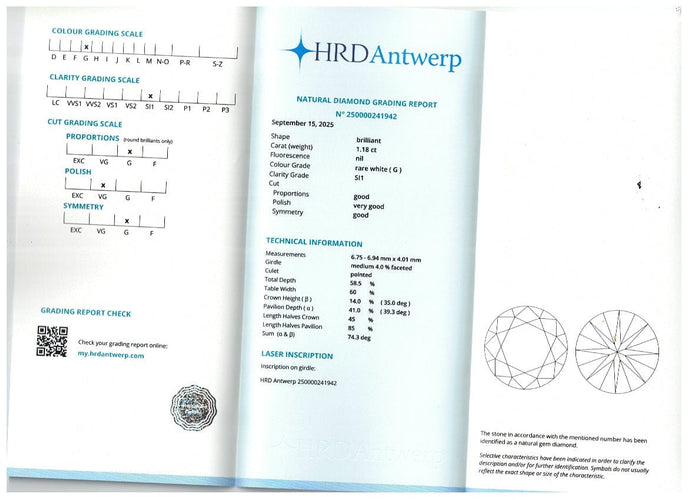 Bague 50 Solitaire Or Gris 18k – Diamant Central 1.18 ct G-SI1 HRD + 0.40 ct – Taille 50 58 Facettes FB10792