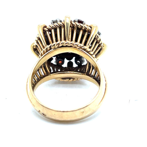 Bague 50 Bague Ancienne Grenats Diamants Or Rose 58 Facettes