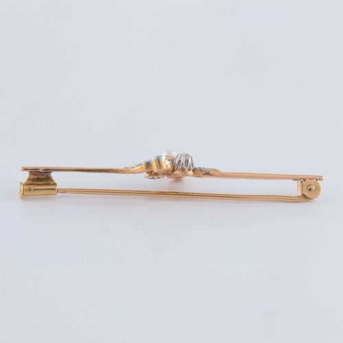 Broche Broche or jaune diamants et perle 58 Facettes