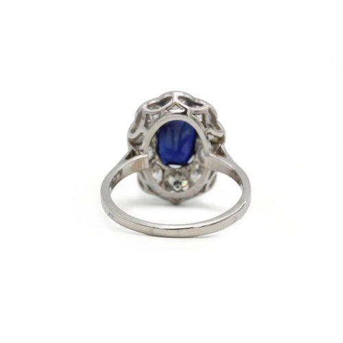 Bague 56.5 Bague Marguerite - Platine, Diamants & Saphir 58 Facettes 250471R