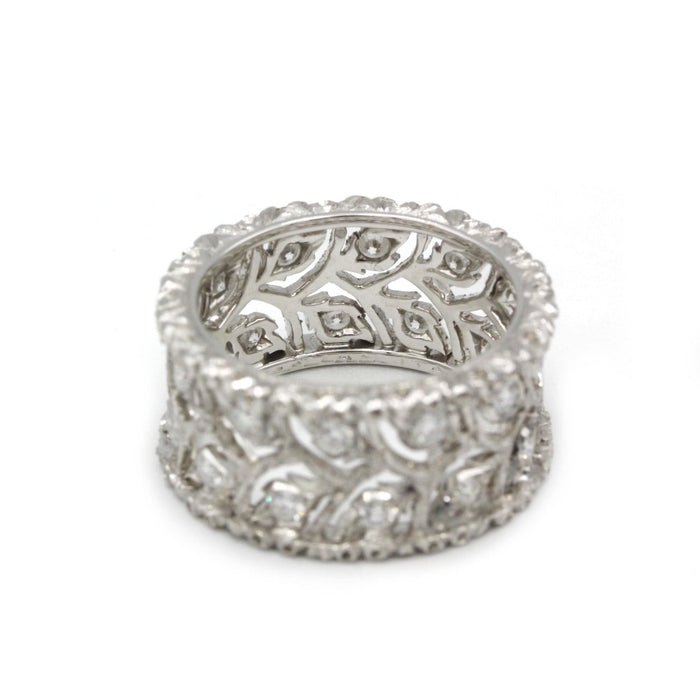 Bague 50 BUCCELLATI - Bague Eternelle Ramage Or Blanc Ciselé Diamants 58 Facettes 240318R