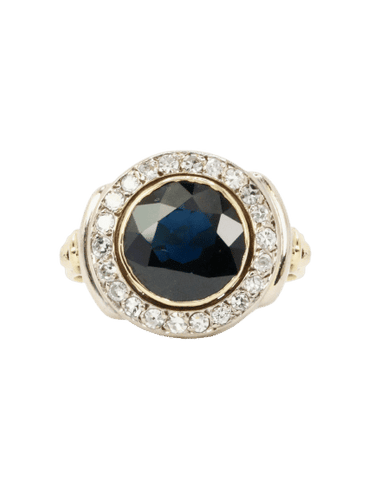 Bague 53 Bague vintage saphir entourage diamants 58 Facettes 1136.1