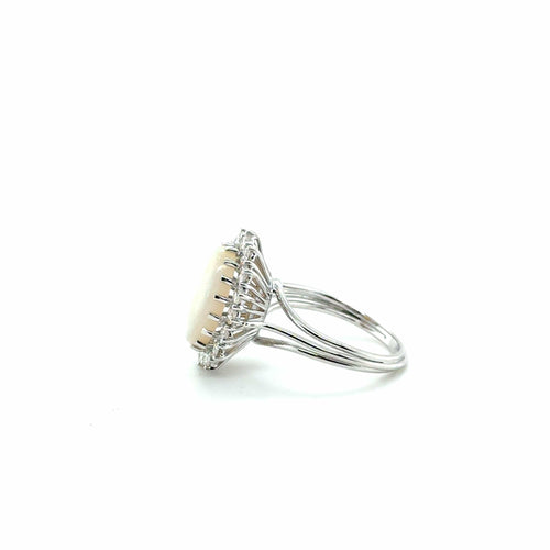 Bague 56 Bague or blanc - Opale et Diamants 58 Facettes 1.0000667/1