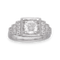 Bague 52 Solitaire style Art Deco en or gris 18K avec diamant 1,00 ct H-IF HRD et pavage - Taille 52 58 Facettes FB09264-FB09217