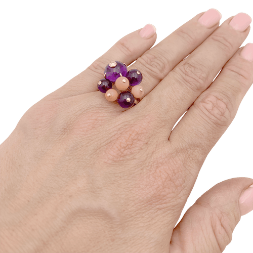 Bague 53 Bague Cartier, "Délices de Goa", or jaune, diamant, corail, améthystes. 58 Facettes 34812