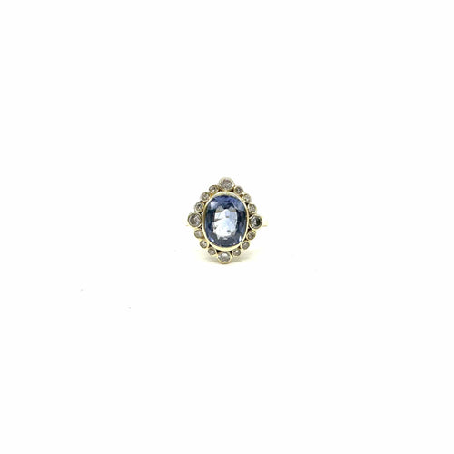 Bague 56 Bague or jaune, saphir et diamants 58 Facettes Z15B51765