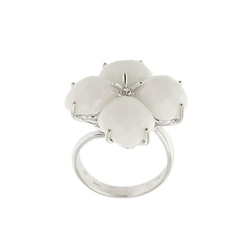Blomster-ring med hvid onyx 