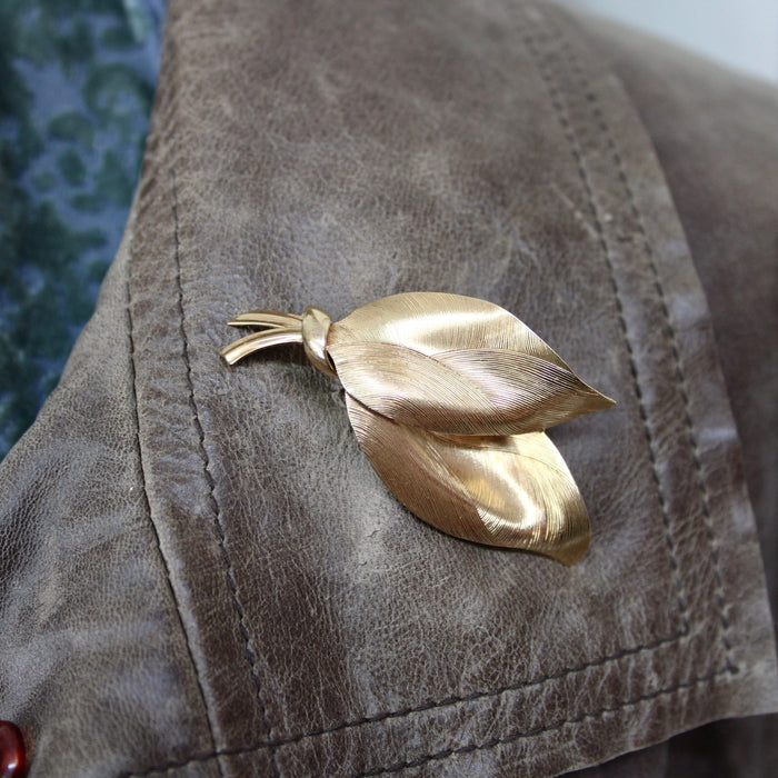 Tiffany & Co. Retro Double Leaf Brooch in 14k Gold