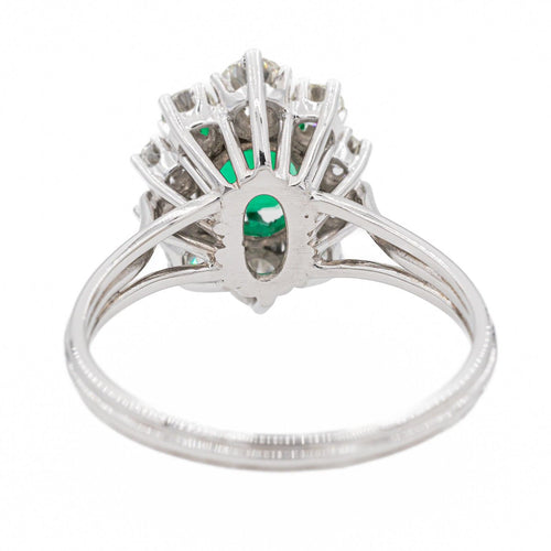 Bague 59 Bague Fleur Or blanc Emeraude 58 Facettes 3100389CN