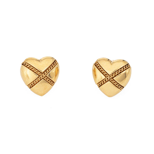 Boucles d'oreilles Tiffany & Co - Boucles d'oreilles chaîne Cross My Heart en or jaune 58 Facettes G13955