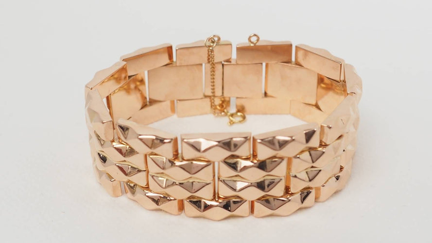 Bracelet Bracelet tank années 1940 vintage en or rose 58 Facettes 32435