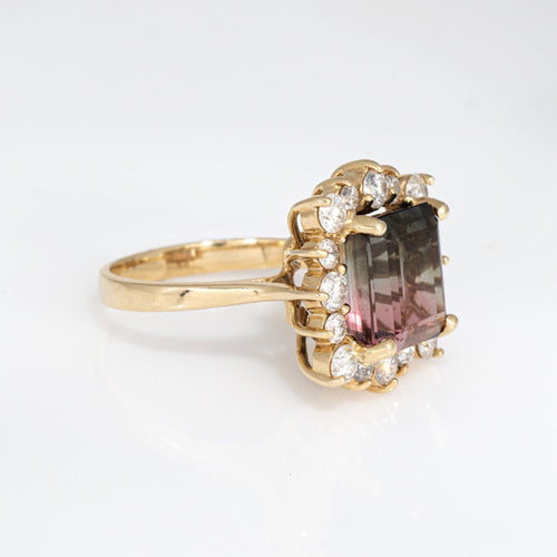 Bague 54 Bague en or jaune et diamants tourmaline bicolore de 5,60 ct 58 Facettes G13862