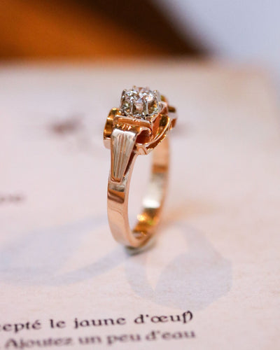 Bague 53 Bague Art Déco Or Rose Diamant 58 Facettes A11404