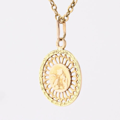 Pendentif Médaille ancienne 2 ors angelot 58 Facettes 24-297A