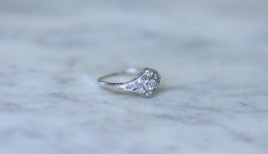 Bague 55.5 Bague Art Déco Platine Diamants 58 Facettes