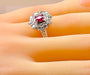 Bague 51 Bague marguerite or blanc rubis et diamants 58 Facettes AB413