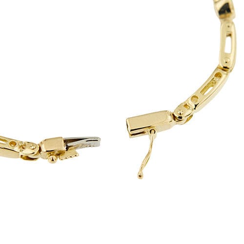 Geelgouden armband met segmenten, saffieren en diamanten 