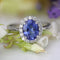 Bague 52 Bague or blanc tanzanite diamants 58 Facettes 25-091