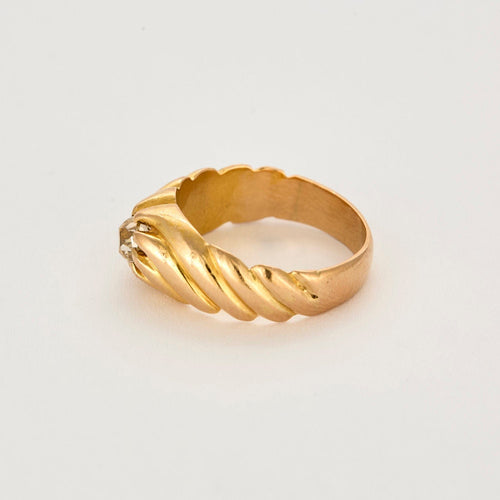 Bague 57,5 Bague jonc or jaune et diamant 58 Facettes ROM1184