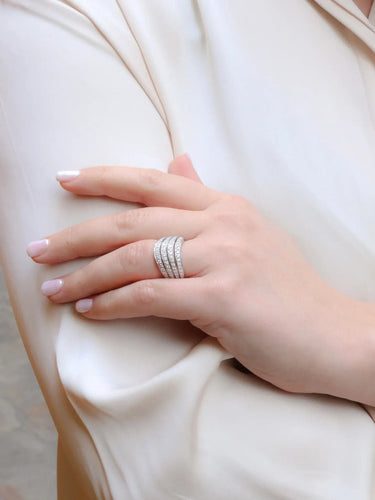 Bague 53 Bague vague vintage or blanc diamants 2,5ct 58 Facettes J19