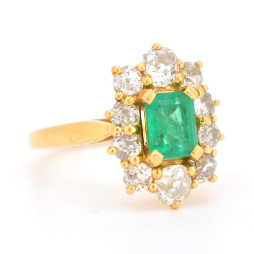 Bague 52 Bague Pompadour Vintage Or 18 Carats, Émeraude Naturelle et Diamants 58 Facettes 281