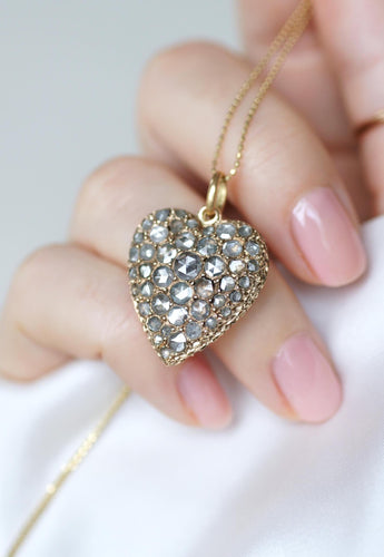 Pendentif Pendentif Ancien Cœur Diamants sur Or Rose 58 Facettes