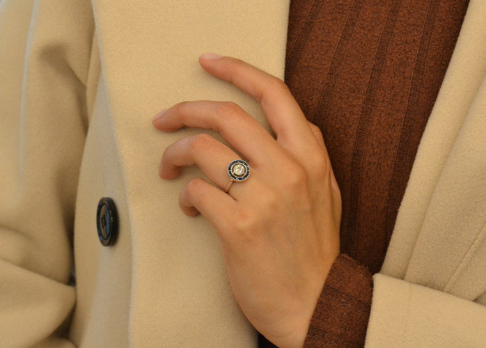 Bague art déco diamant et saphirs 58 Facettes 24335a