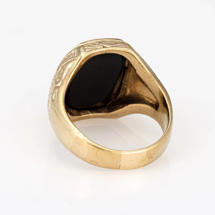 Bague 60 Bague homme Art Déco Vintage Incrustée Onyx or jaune 58 Facettes G12881