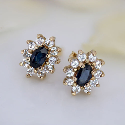 Boucles d'oreilles Puces d'oreilles or jaune et saphirs 58 Facettes 19-089B