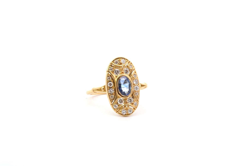 Bague 56 Bague vintage saphir et diamants en or jaune 58 Facettes 26118