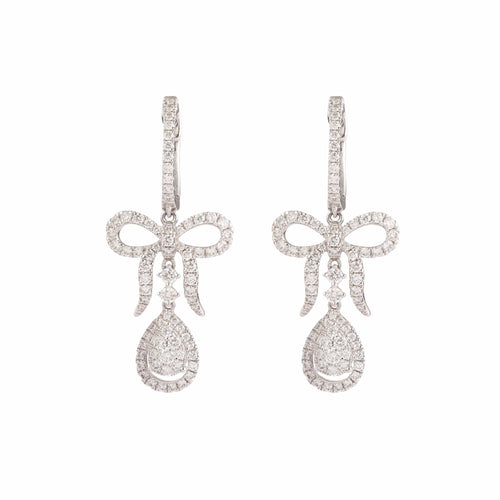 18-carat white gold diamond pavé knot earrings Sleepers earrings 58 Facettes BO254