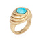 Bague Bague turquoise tourbillonnante taille 9, bijou cocktail vintage en or rose 14 carats 58 Facettes G14184