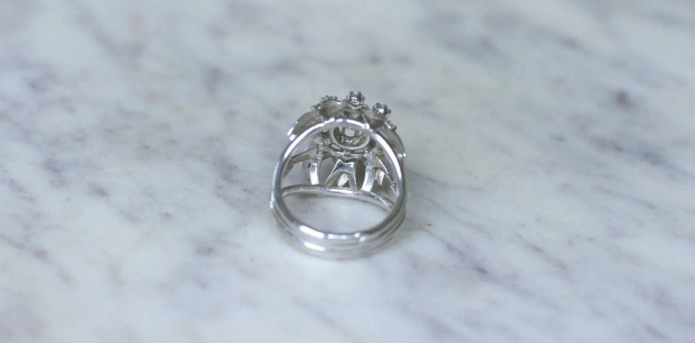 Bague 55 Bague Cocktail Diamants Or Blanc et Platine 58 Facettes