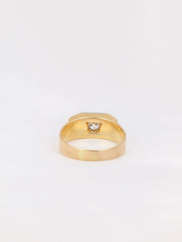 Signetring Art Deco Gul Guld Platin Diamant