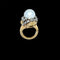 Bague 50 David Webb - Bague turban en or jaune, perles des mers du Sud et diamants 58 Facettes
