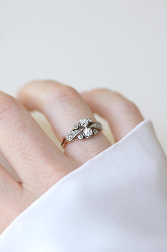 Bague 51 Bague Toi et Moi Diamants Or Rose Platine 58 Facettes