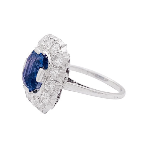 Bague 51 Bague "Pompadour" platine, or blanc, saphir, diamants. 58 Facettes 33935