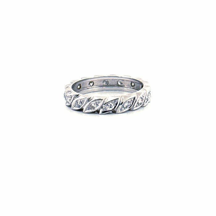 Bague 52 Alliance américaine or blanc, diamants 58 Facettes 88-GS36086-01