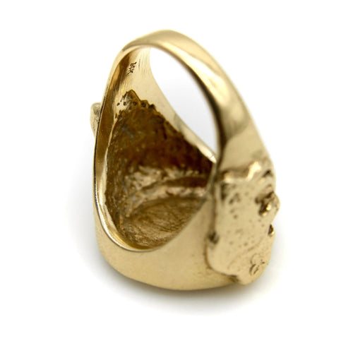 Bague Bague vintage en or 14 carats avec portrait d'Amérindien Buffalo Nickel 58 Facettes